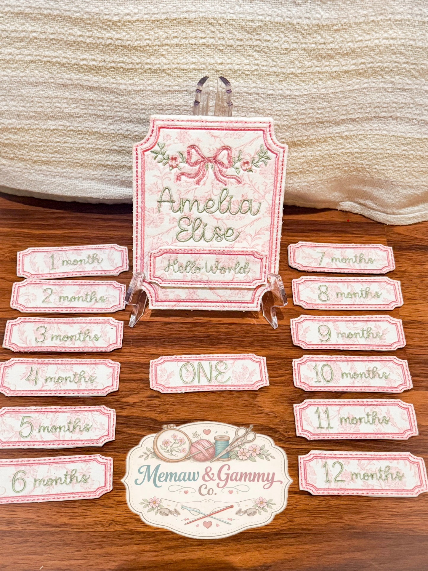 Custom Personalized Embroidered Monthly Milestone Set
