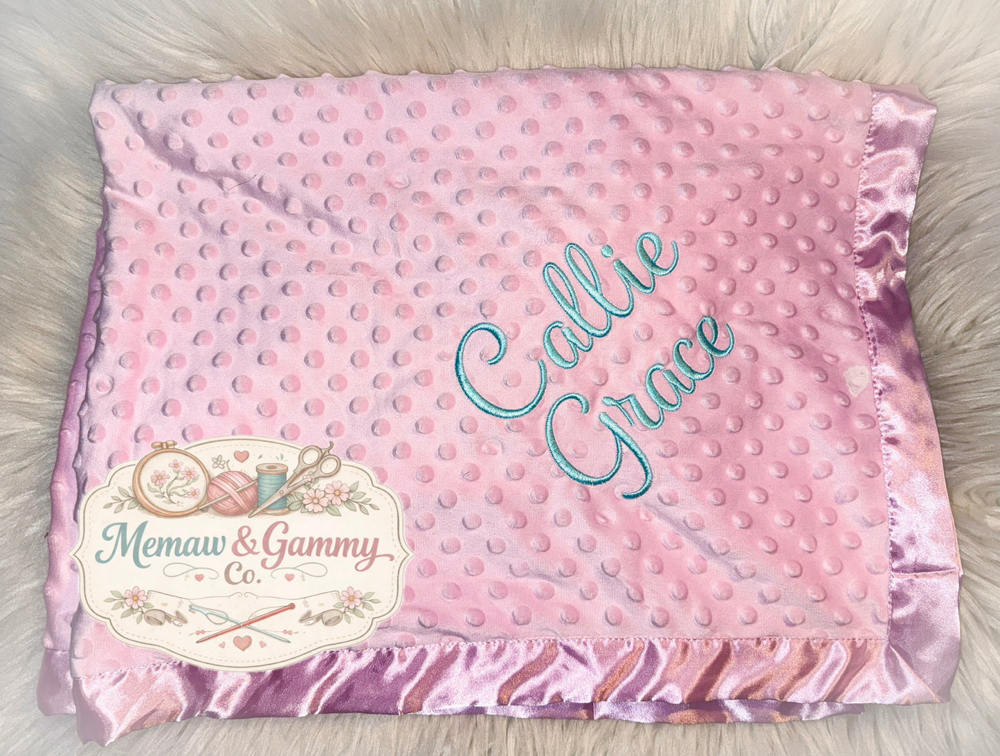 Personalized Minky Satin Baby Blanket
