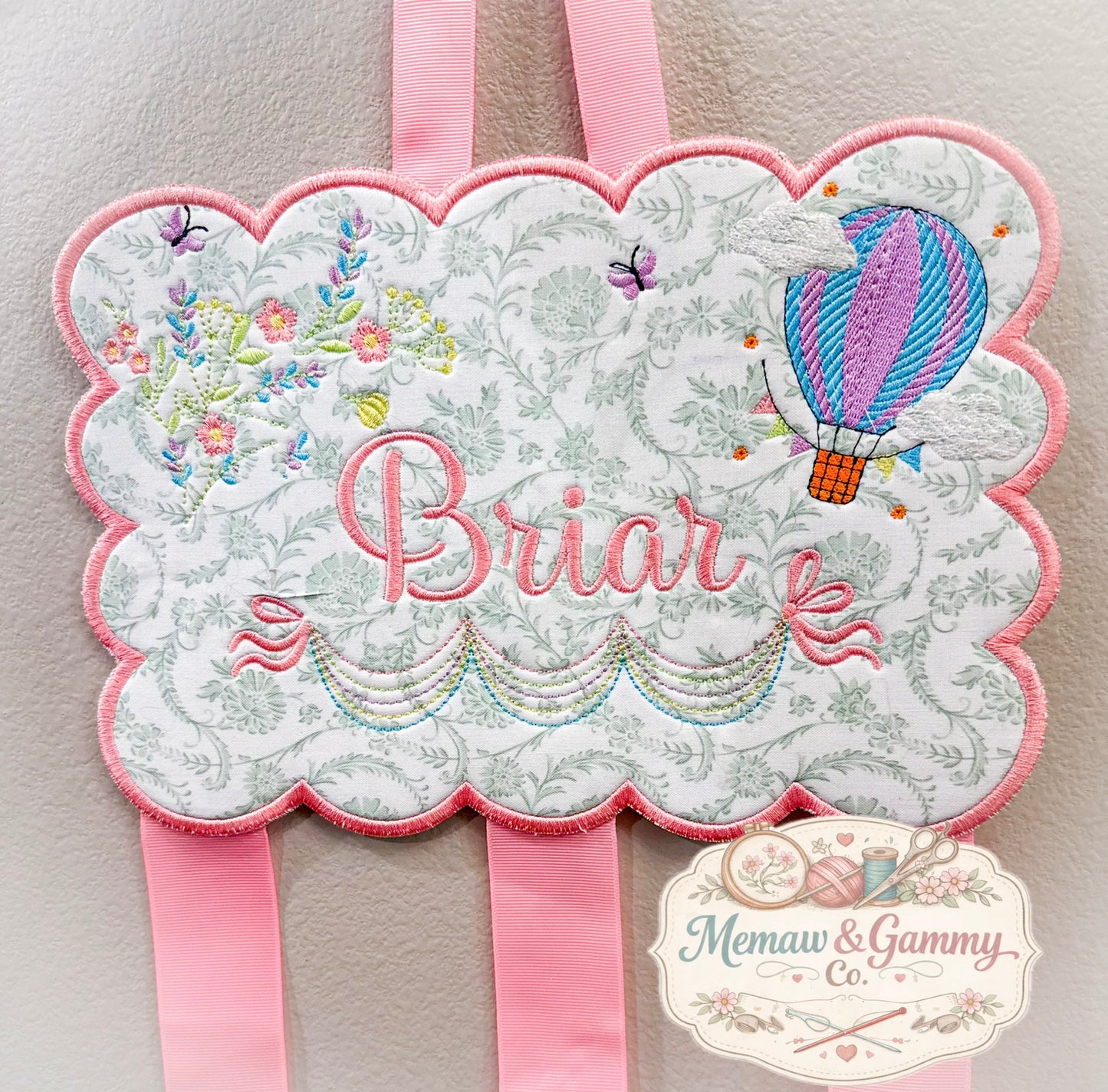 Custom Personalized  Embroidered Hairbow Bow Holder