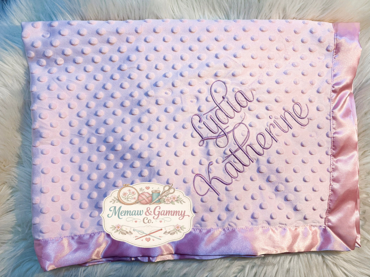 Personalized Minky Satin Baby Blanket