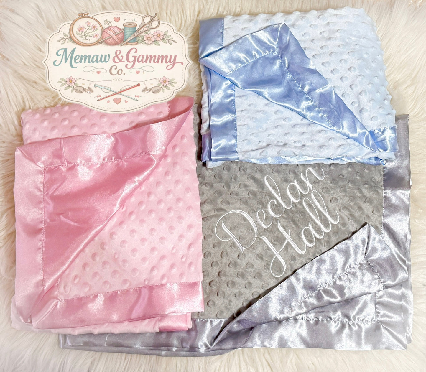 Personalized Minky Satin Baby Blanket
