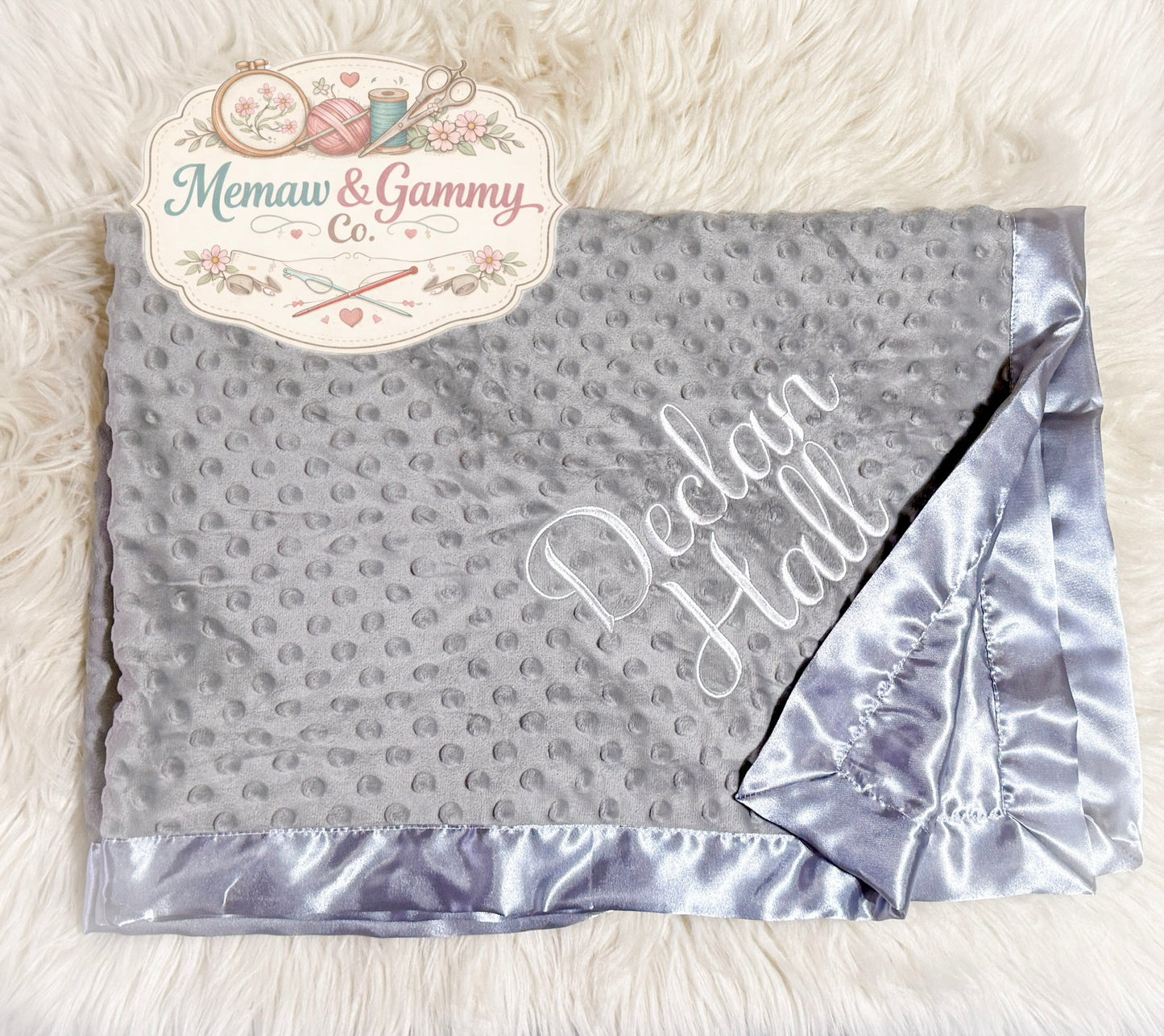 Personalized Minky Satin Baby Blanket